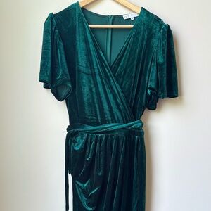 Ivy City Green Velvet Wrap Dress